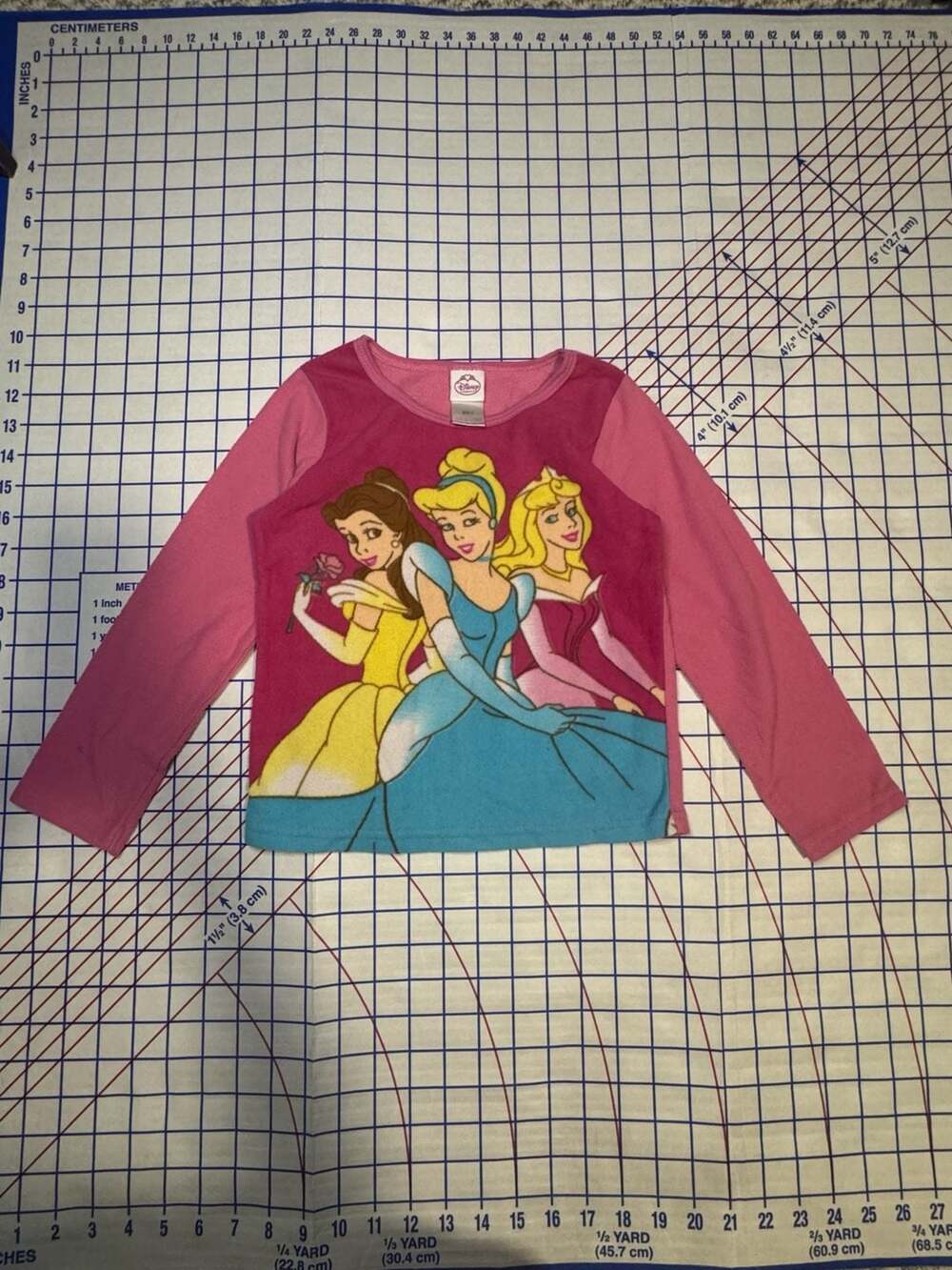 Disney Princess Belle Cinderella Aurora Fleece Long Sleeve Shirt Size 6 Pink